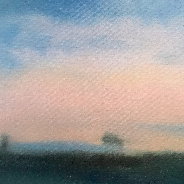 Hanna Lamnanouer, Ilta lipuu luoksesi 41x41, öljy kankaalle, 2020